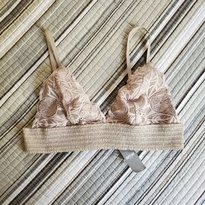 Aerie Beige Lace Unlined Bralette